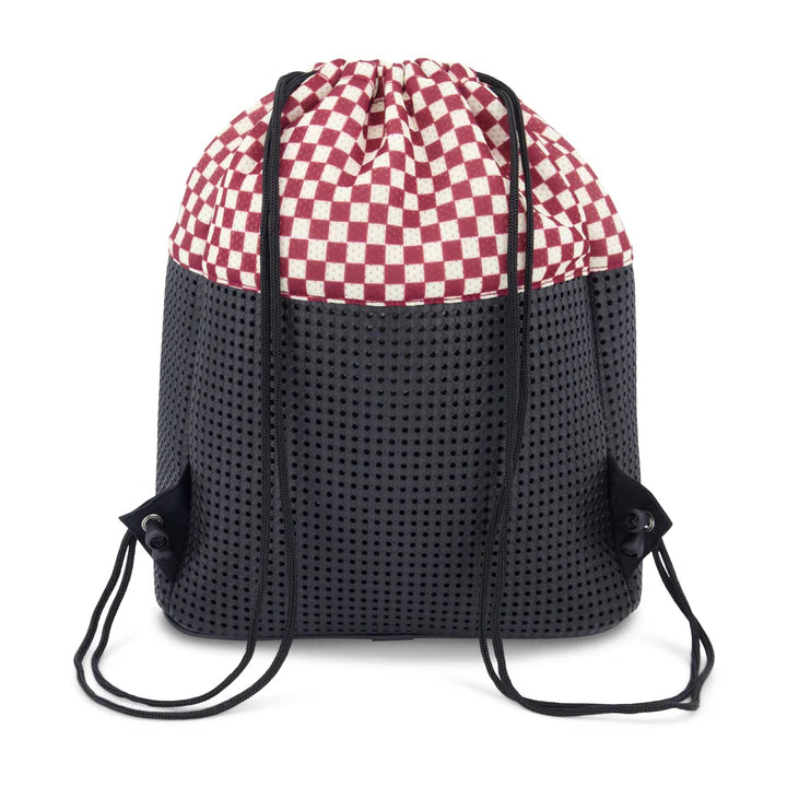 backpack drawstring zipper - checkered brick