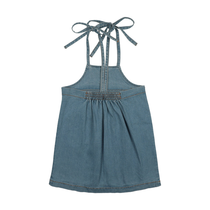 dress chambray bow strap jumper - blue