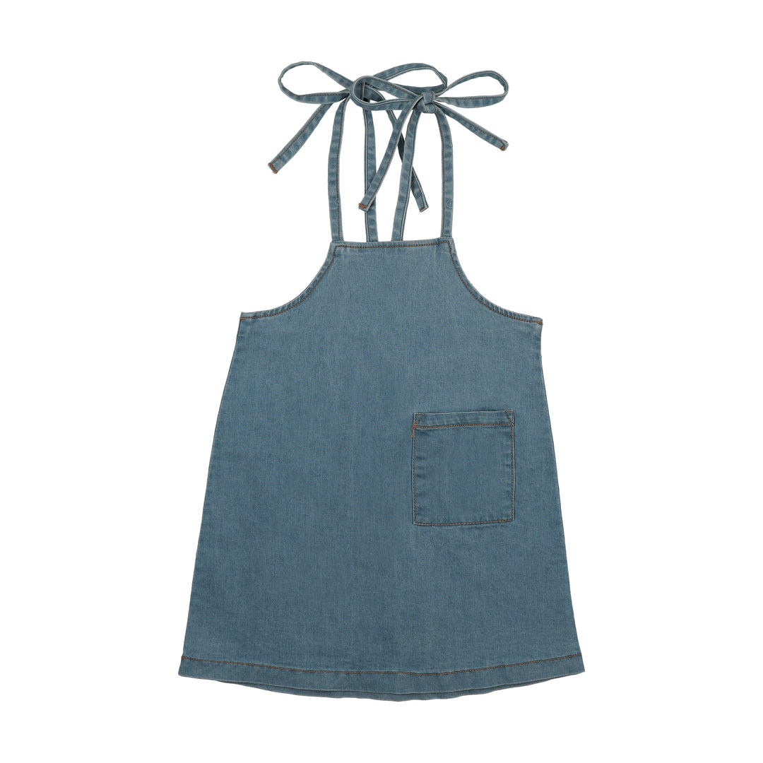 dress chambray bow strap jumper - blue