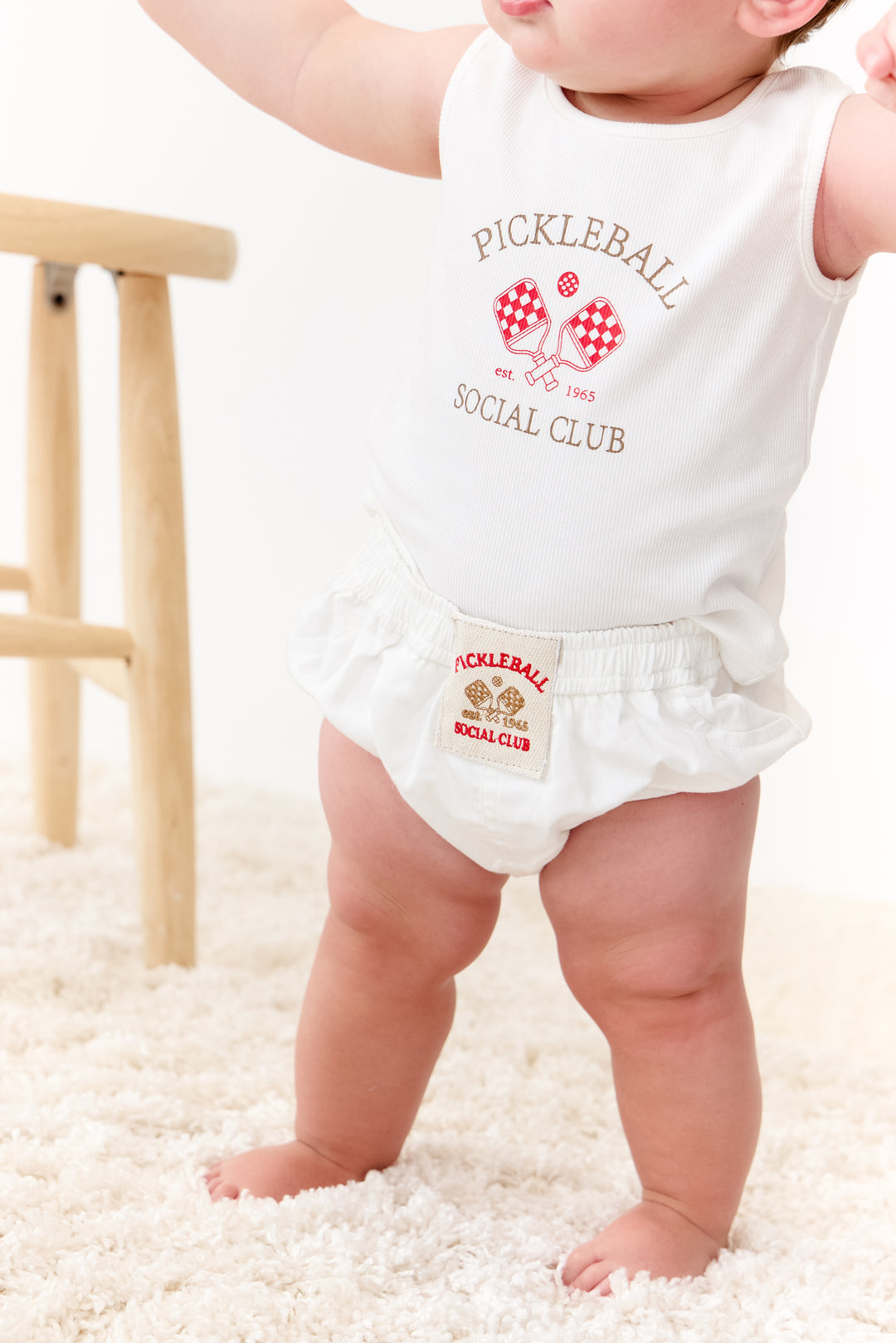 set outfit ribbed pickleball patch tank and bloomers - white