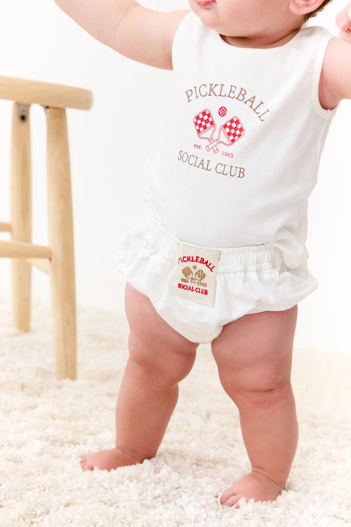 set outfit ribbed pickleball patch tank and bloomers - white