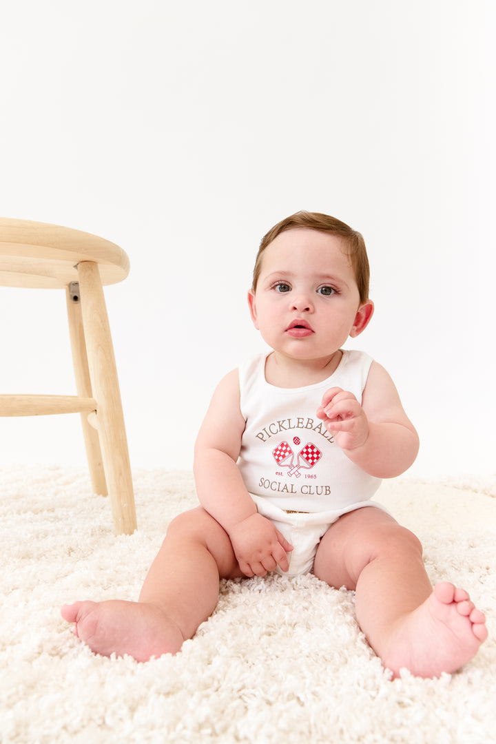 set outfit ribbed pickleball patch tank and bloomers - white