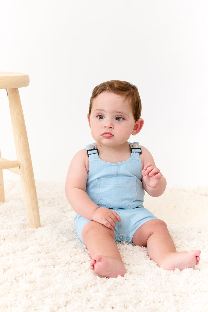 one piece denim pocket overalls - blue