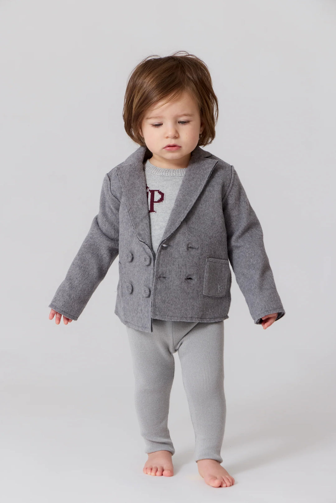 set outfit knit logo sweater and leggings - cranberry