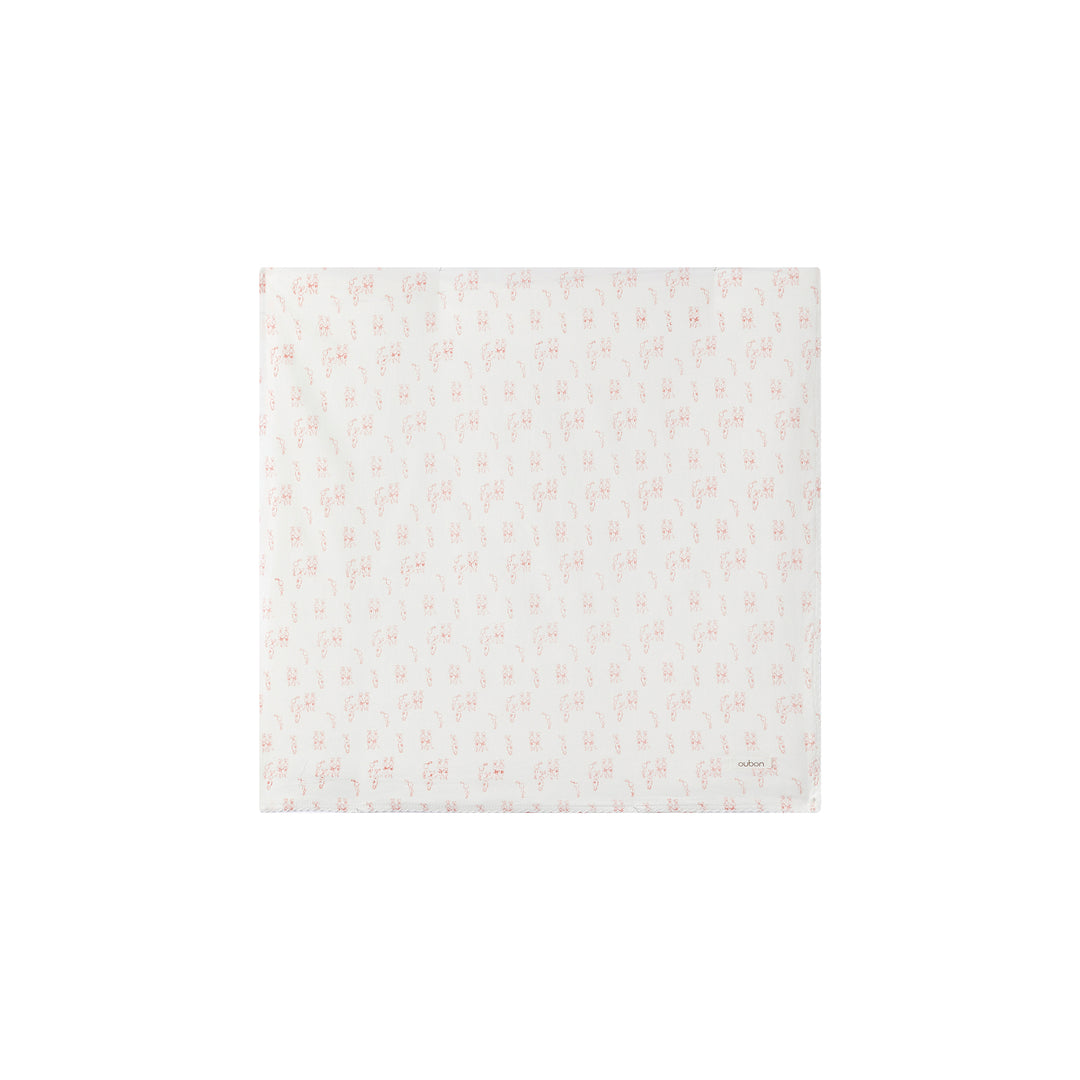 set footie bunny print with beanie and blanket - white
