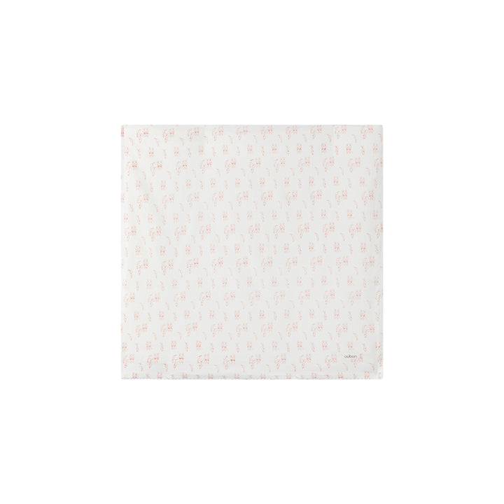 set footie bunny print with beanie and blanket - white