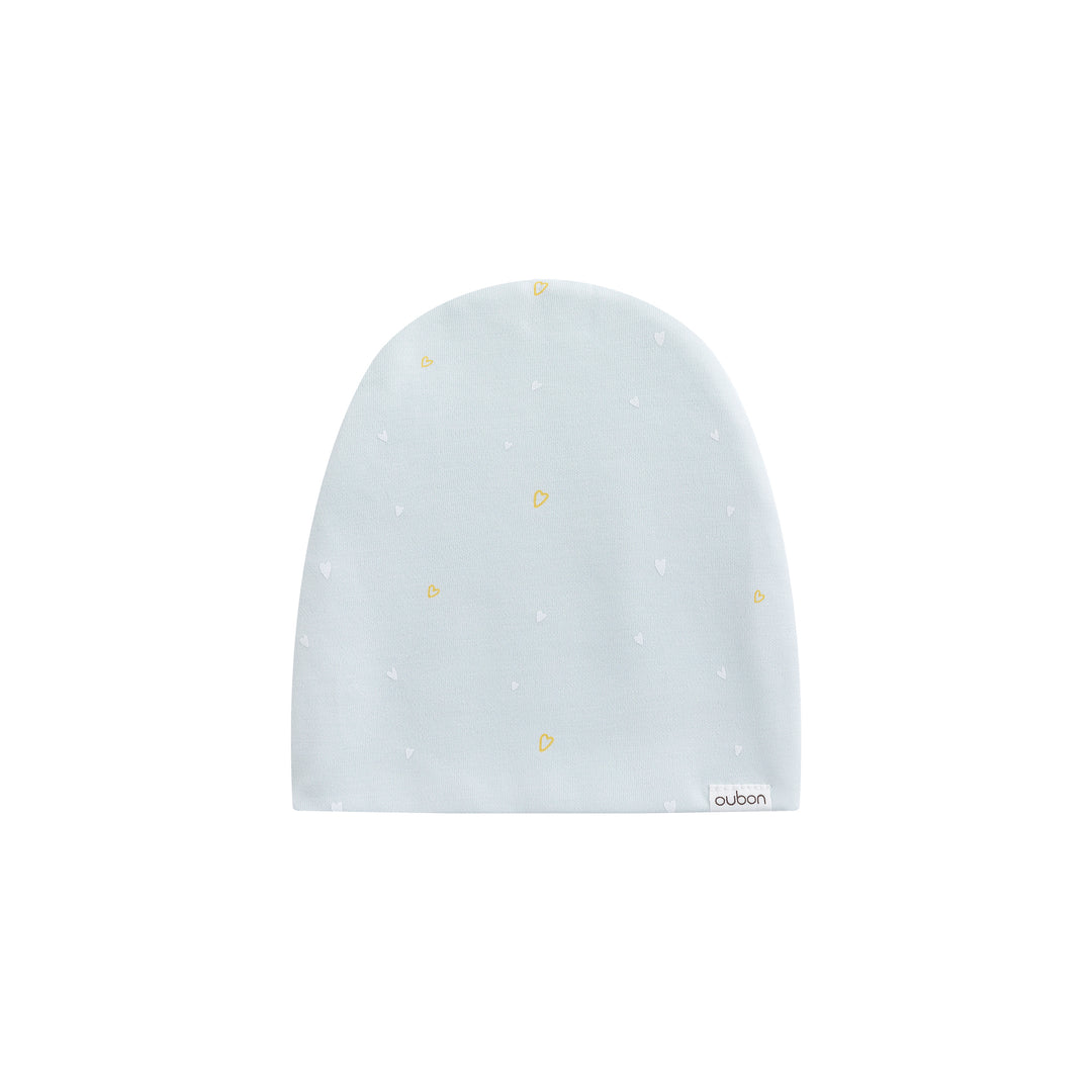 set footie mini heart print with beanie and blanket - blue