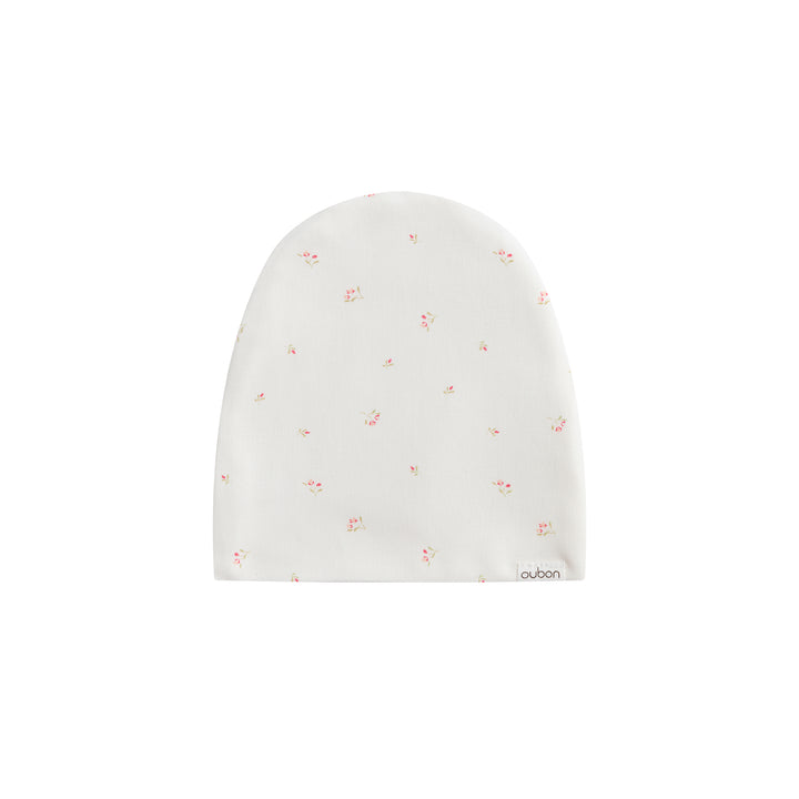 footie mini floral print with beanie - white/pink