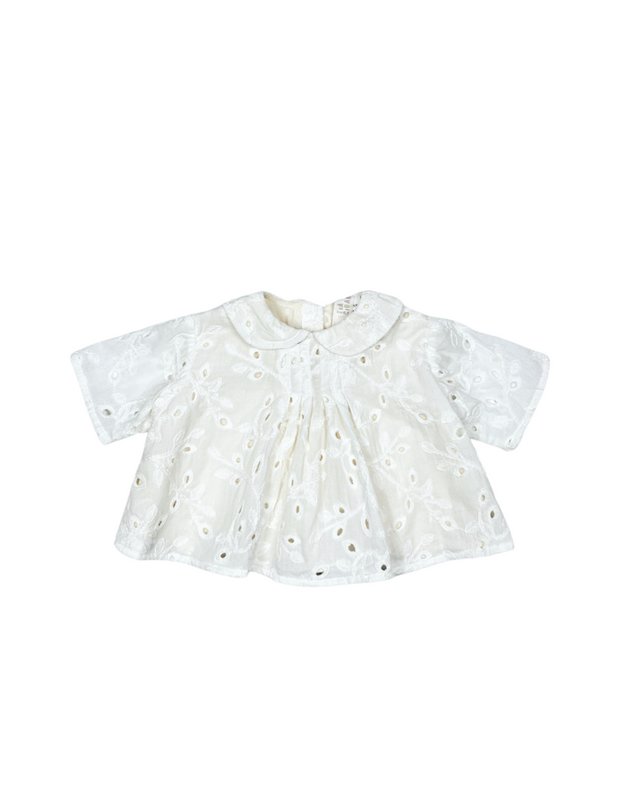set outfit eyelet shirt and bloomer - pearl