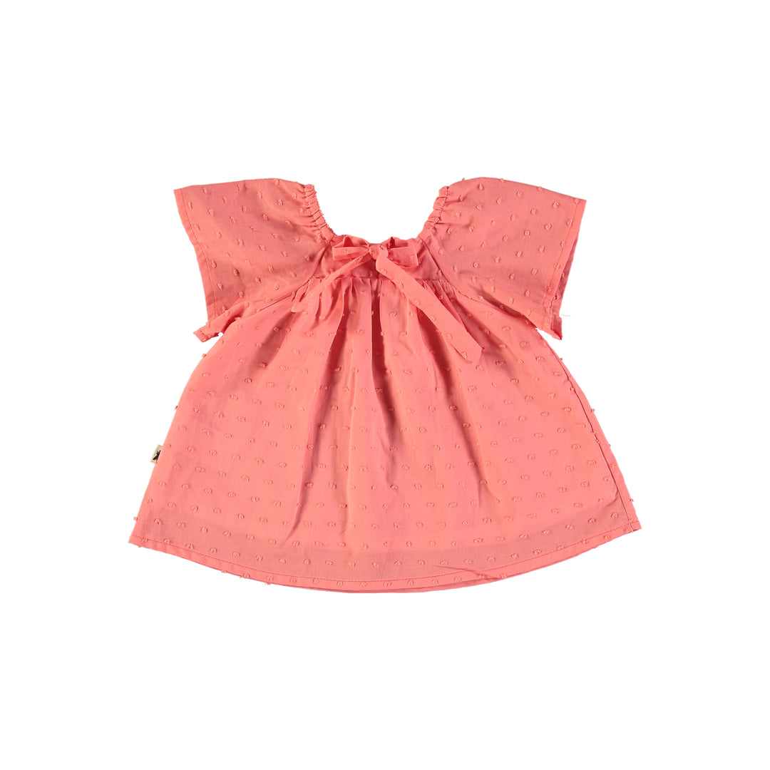 dress polka dot with flutter sleeves - coral