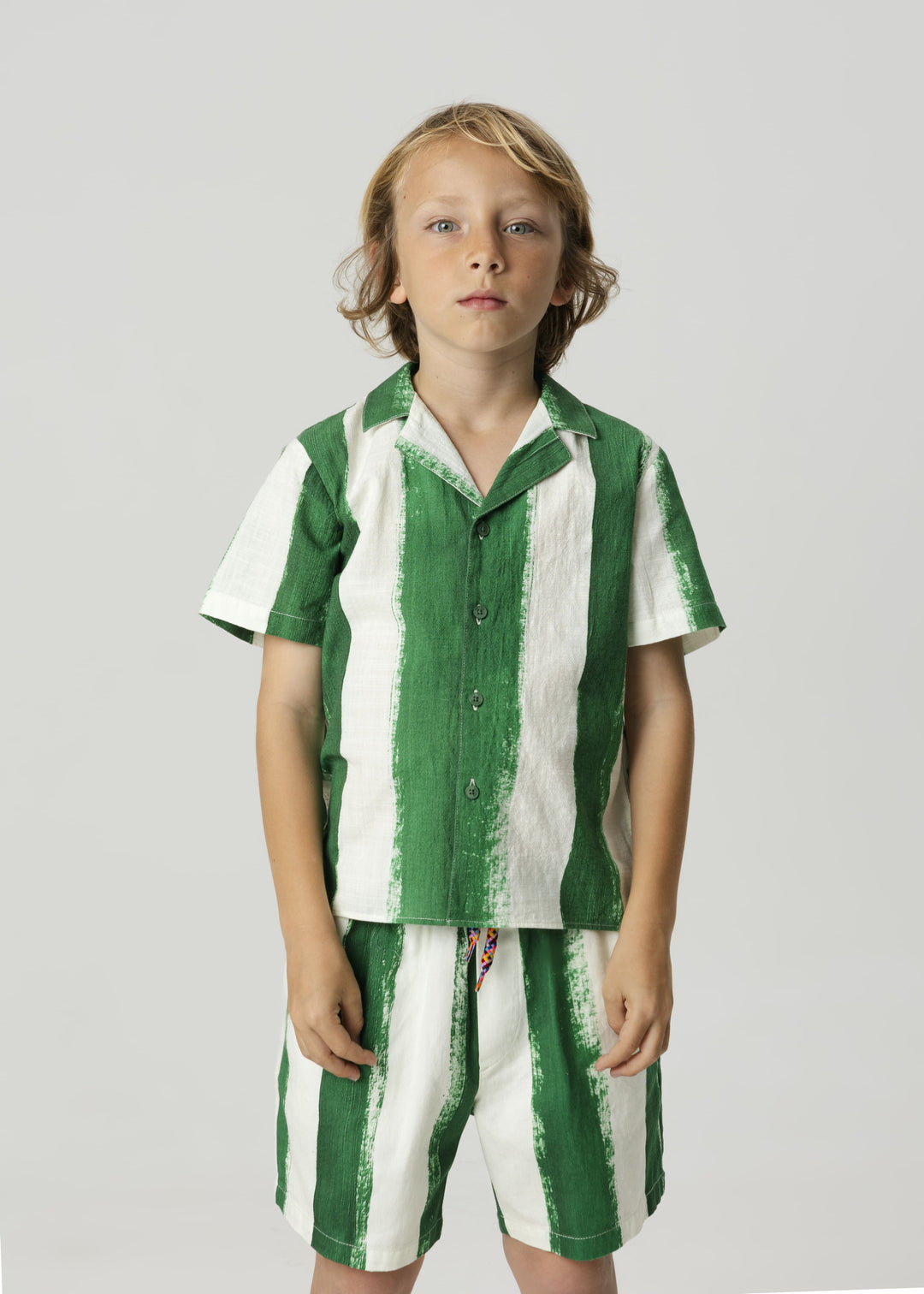 shirt s/s stripe lapel collar - blaze-79