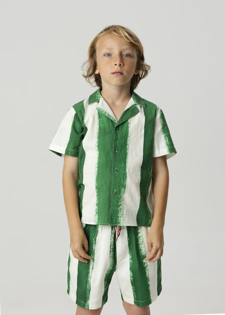 shirt s/s stripe lapel collar - blaze-79