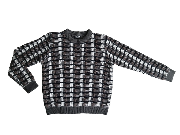 top l/s woven knit - grey