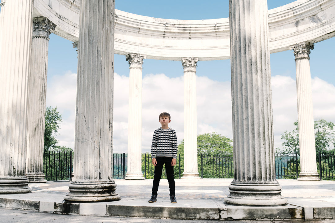 top l/s plaid knit sweater - ivory/black