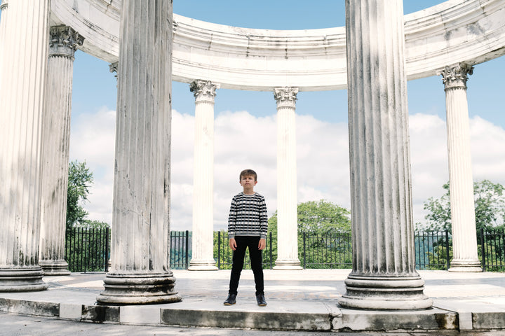 top l/s plaid knit sweater - ivory/black