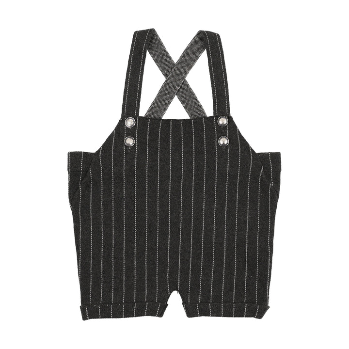 one piece knit pinstriped crossback romper - grey