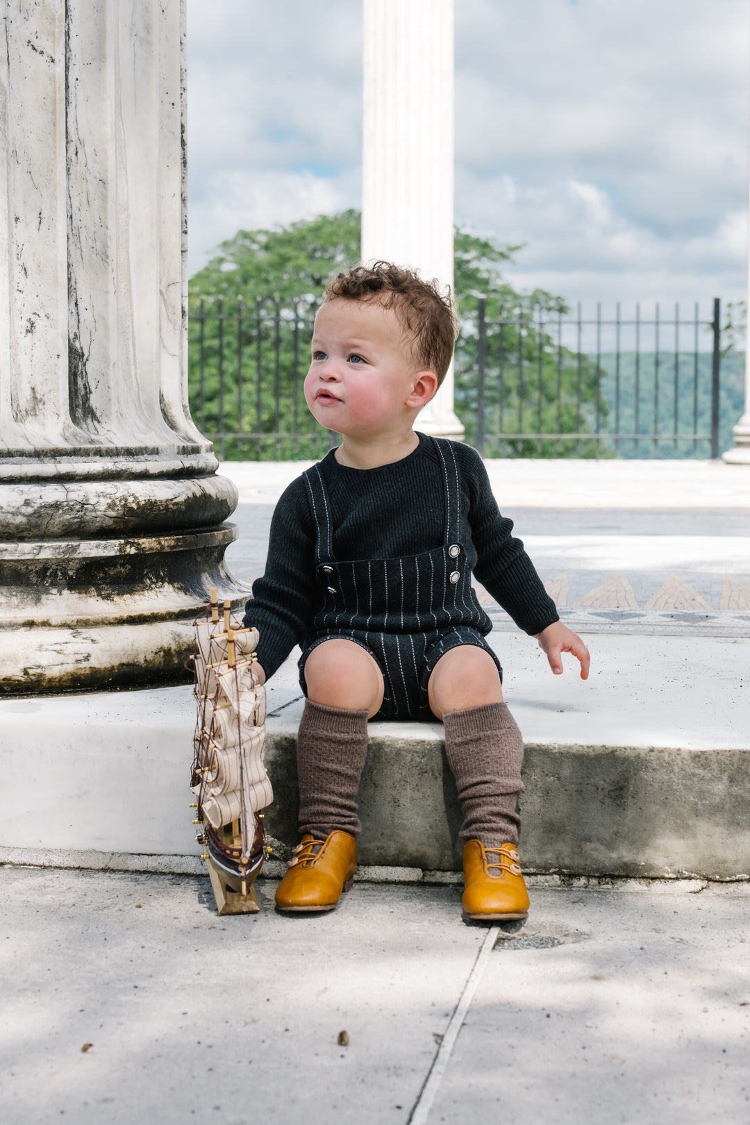 one piece knit pinstriped crossback romper - grey