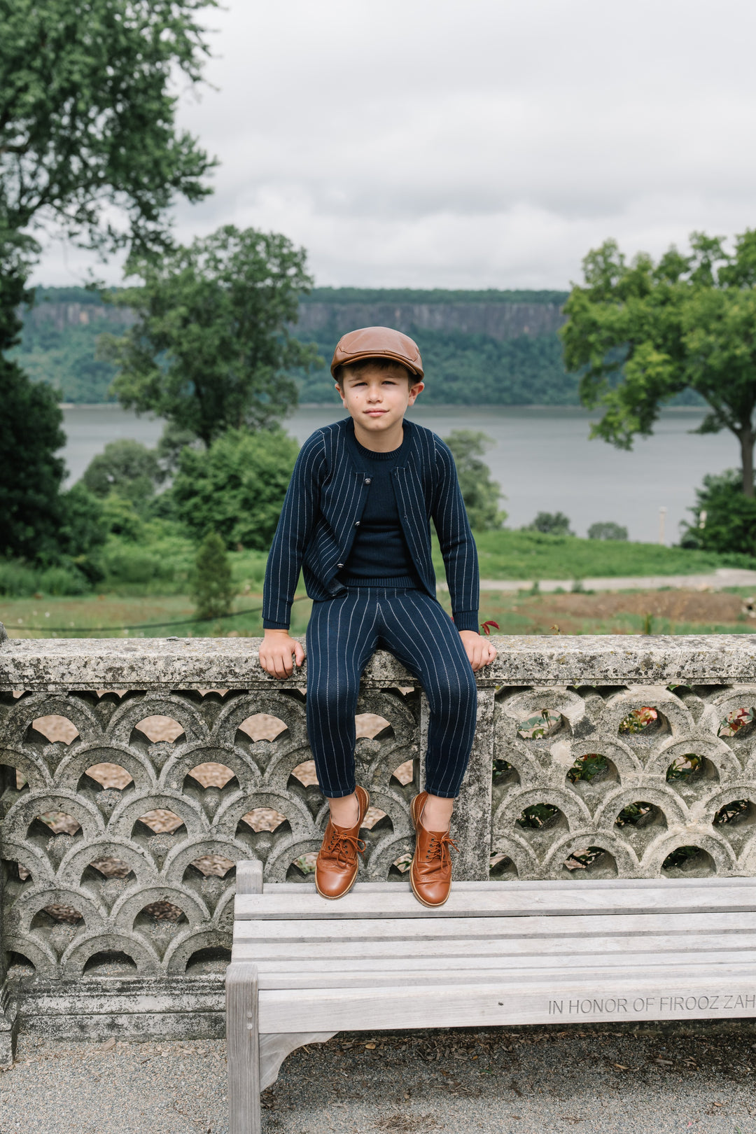 blazer knit pinstriped - navy