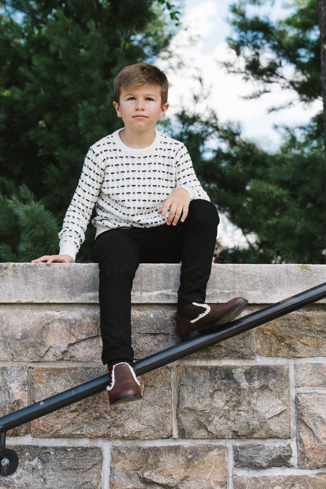 top l/s diamond weave knit sweater - cream