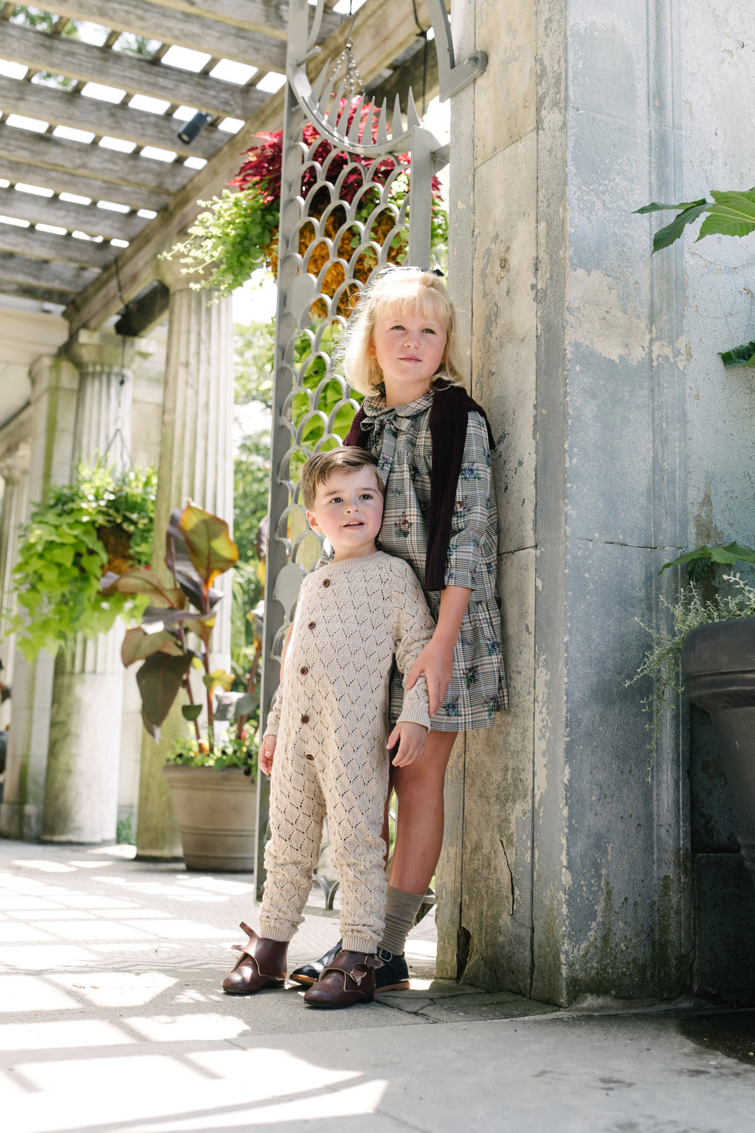 one piece knitted long romper - beige