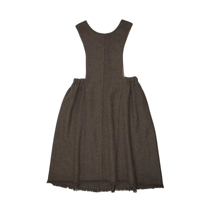 dress tweed pinafore jumper with knit turtleneck - green/brown