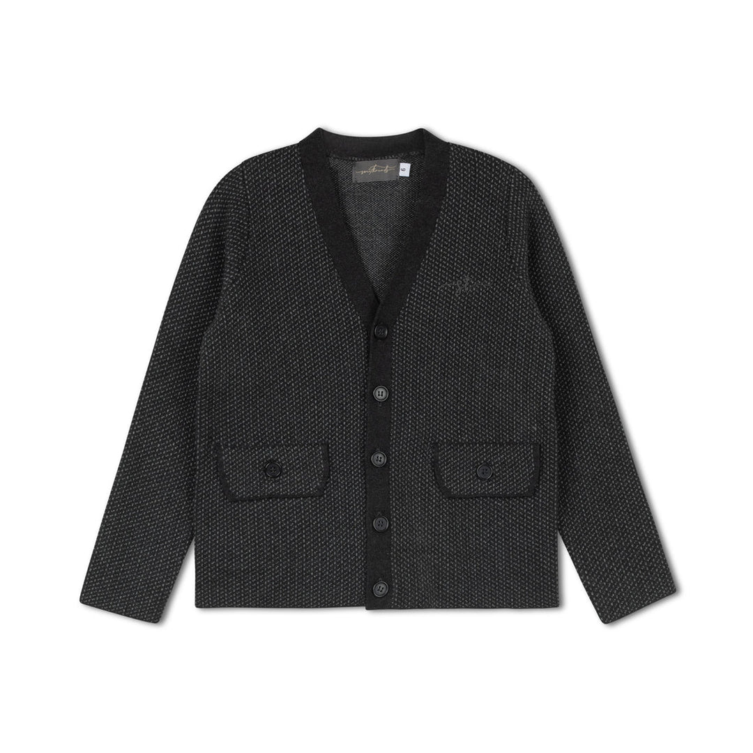 blazer monochrome knit v neck - grey print