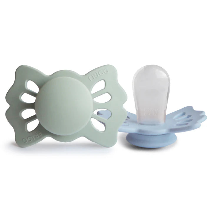 pacifier lucky symmetrical silicone rubber 2 pack - sage/powder blue