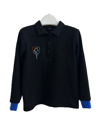 polo l/s balloon with color cuffs - black