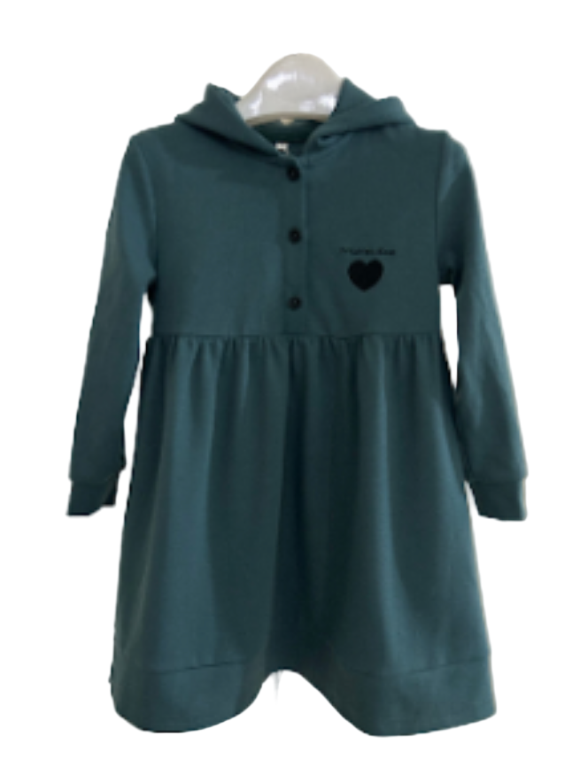 dress henley hooded sweat with heart pocket - forest green