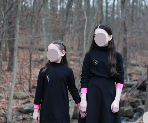 top l/s balloon design hoodie with color cuffs - black