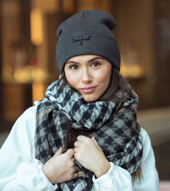 beanie embossed logo cuffed - charcoal