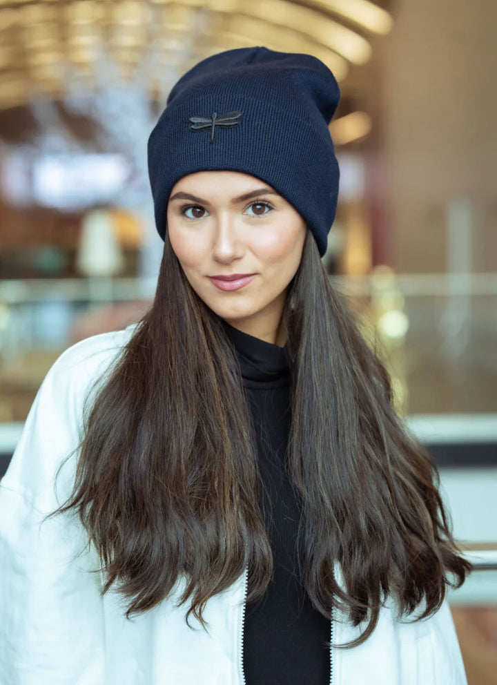 beanie embossed logo cuffed - navy