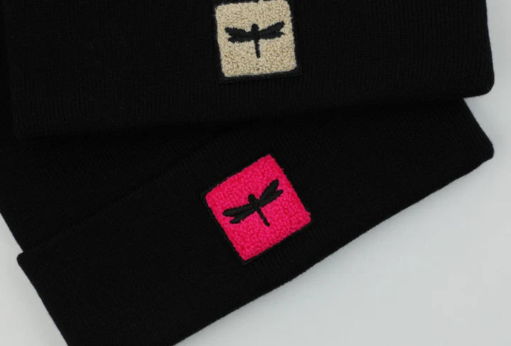 beanie sherpa logo cuffed - black/taupe