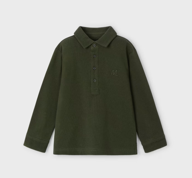 polo l/s solid - moss-036