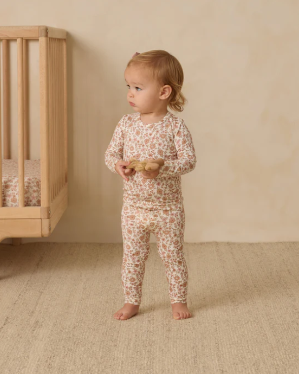 pajamas bloom print top and pants - ivory