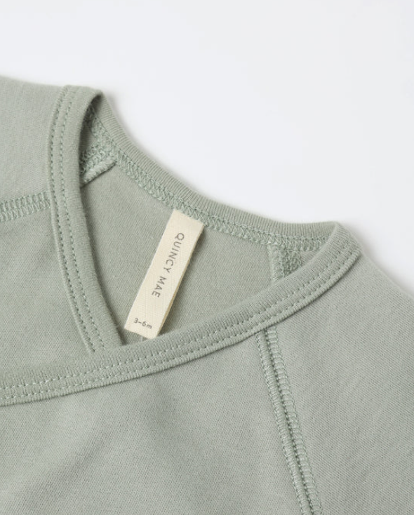 set knit wrap top and footie pants with knot beanie - fern