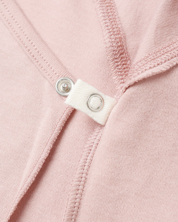 set knit wrap top and footie pants with knot beanie - rose