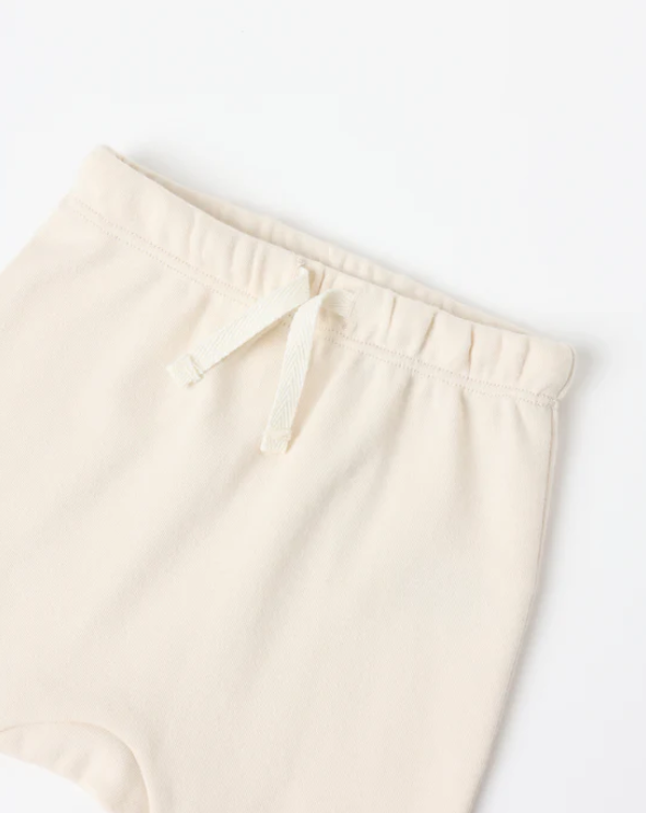 set knit wrap top and footie pants with knot beanie - natural