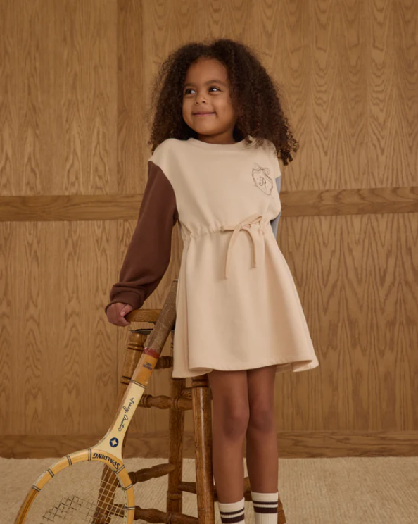 dress waisted color block sweatshirt - antique