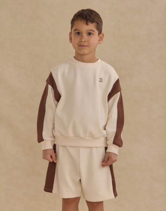 top l/s play stripe sweatshirt - natural