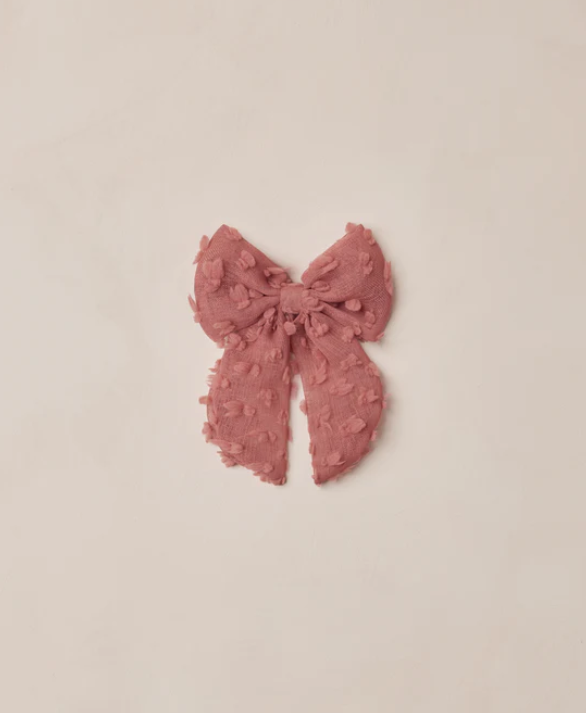 clip dotted tulle bow - raspberry