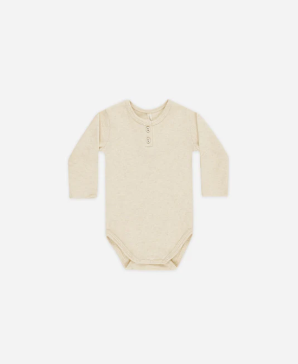 set outfit ribbed henley onesie and leggings - oatmeal