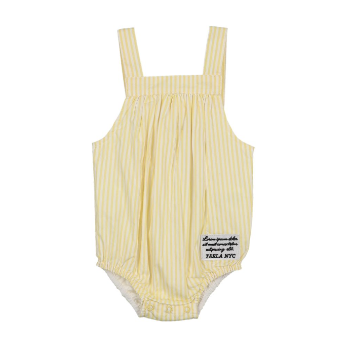 one piece seersucker striped romper - yellow