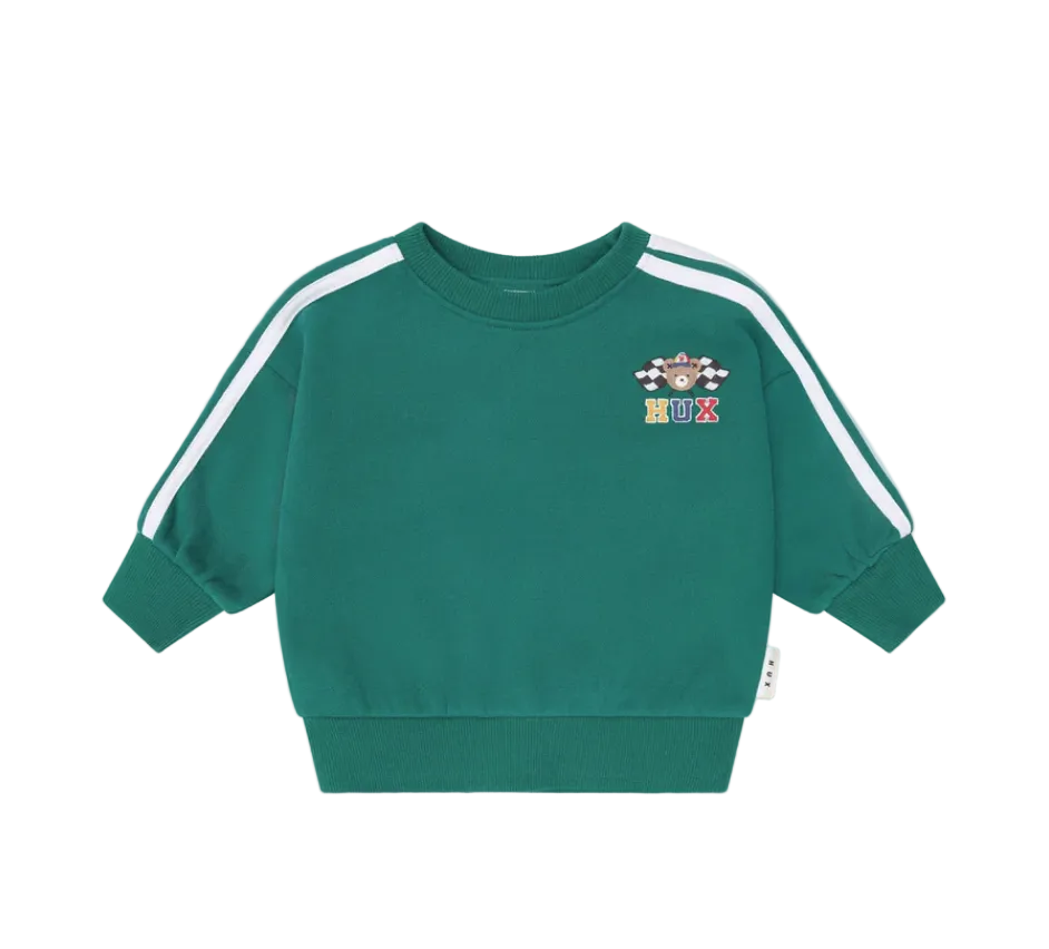 set outfit bear racer stripe sweatshirt and sweatpants - emerald