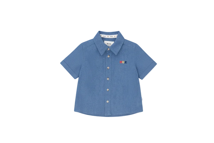 shirt s/s hux embroidered - chambray
