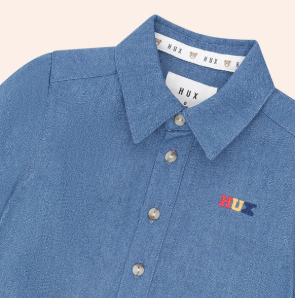 shirt s/s hux embroidered - chambray