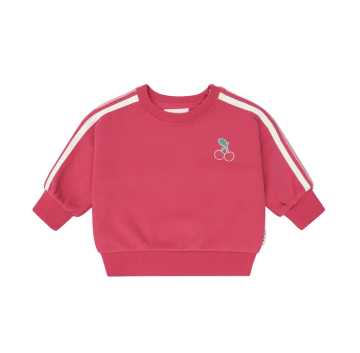 set outfit cherry racer stripe sweatshirt and sweatpants - cherry