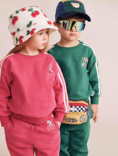 set outfit cherry racer stripe sweatshirt and sweatpants - cherry