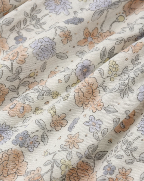 dress bloom print with flutter sleeves - ivory