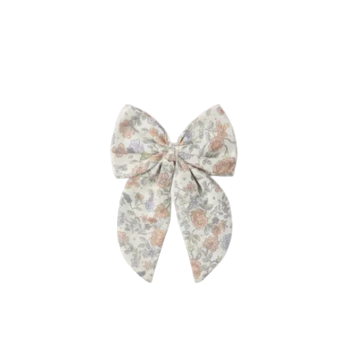 clip bloom print bow - ivory